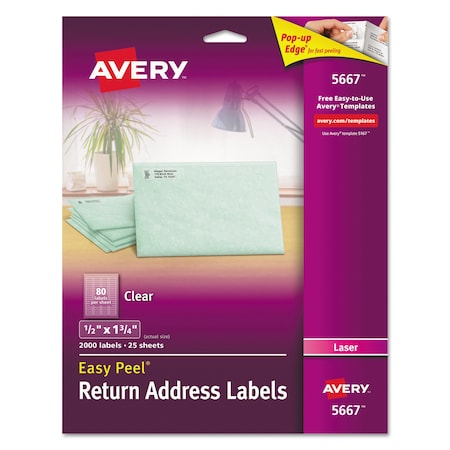 Avery Dennison Laser Labels, 1/2x1-3/4, PK2000 5667